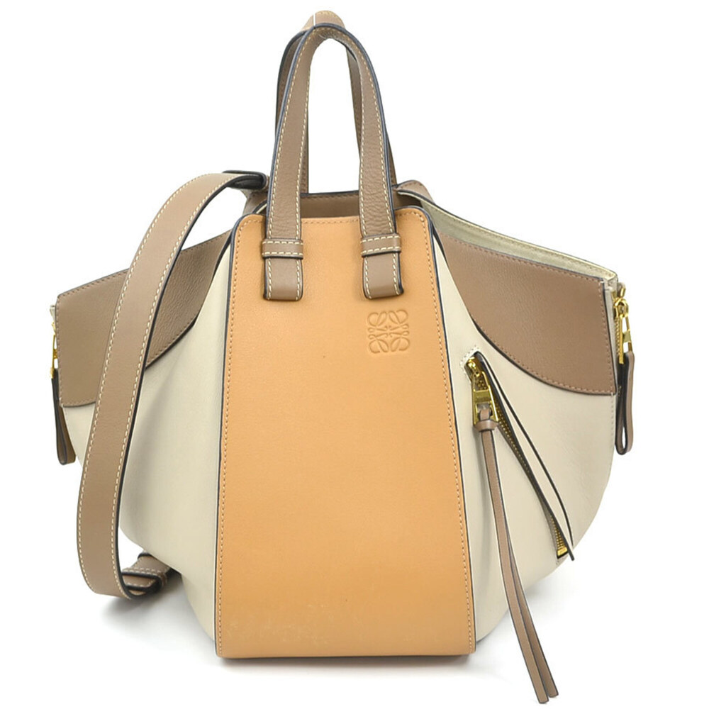 Loewe LOEWE handbag shoulder bag Hammock leather brown greige gold women's e6...